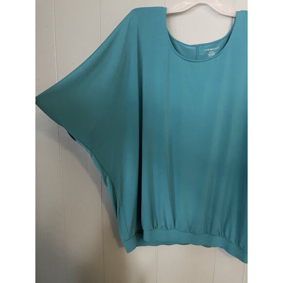 Lane Bryant sz 22/24 Slinky‎ Top stretchy Blue dolman sleeves shirt Pre-owned - Picture 3 of 4